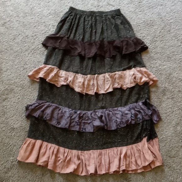 Vintage Boho 2Pc Par Excellence of Houston TX Tiered Maxi Skirt and Top - Picture 6 of 13
